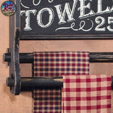 Black Bath Double Towel Bar Wood Shelf Hot*Fresh*Clean Towels 25 Cents