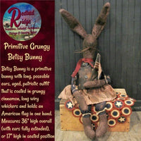 Betsy Bunny Grungy Brown Primitive Flag Waving