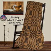 Westbury Black & Mustard Woven Throw 52"x 74"