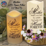 In Memory Mother or Dad LED Timer Pillar 5.5"x3"D