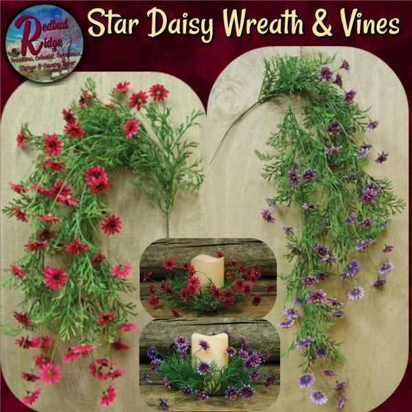Star Daisy Wreaths & Hanging Vines Lavender, Pink