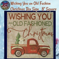 Primitive Folk Art Old Fashion Christmas Red Truck Box Sign Holiday
