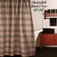 Chesterfield Shower Curtain 72"x72" Barn Red or Black Check Oat