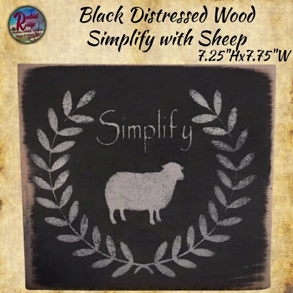 Black Distressed Wood Simplify with Sheep