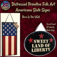 Primitive Distressed Folk Art Slate Americana USA or Liberty Hanging Sign