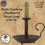 Rustic Chamberstick Accent Lamp (Electric) Black or Cranberry