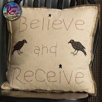 Pillow Folk Art 18x18 Kettle Grove Believe and Receive