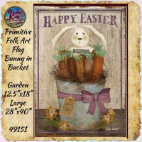 Primitive Bunny in Basket Garden or Large Flag