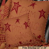 Prim Blessings 12" or 18" Square Star & Berries Pillow Burgundy & Tan