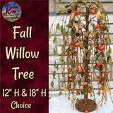 Fall Willow Tree Pumpkins & Leaves 3 Assorted