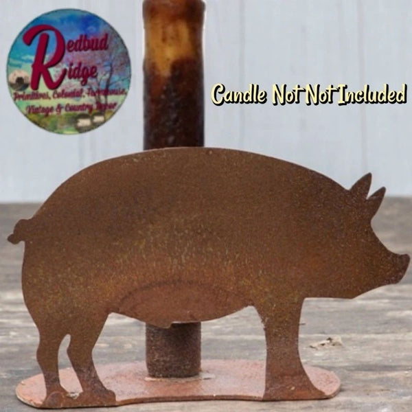 Primitive Rustic Country Farmhouse PIG Candle Holder  SALE