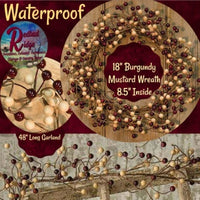 WATERPROOF Combo Berry Pips Burgundy or Burg/Mustard Wreath or Garland