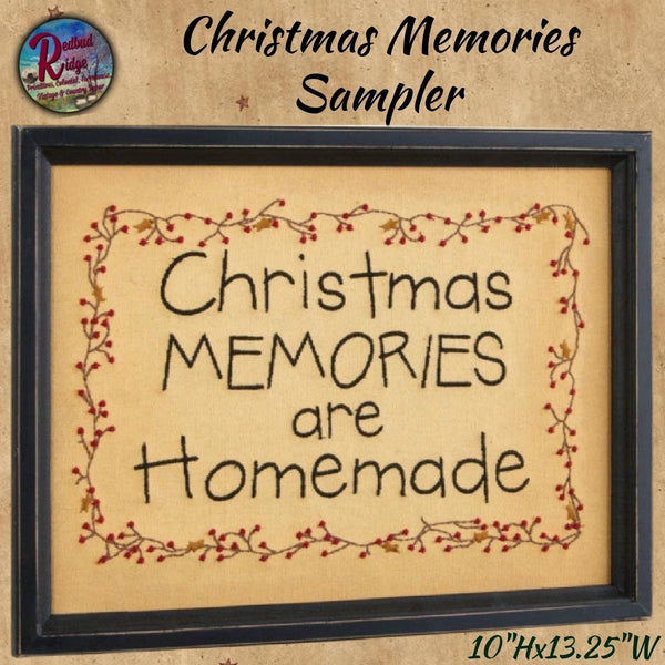 Vintage Framed Christmas Memories Sampler with Pip Berries