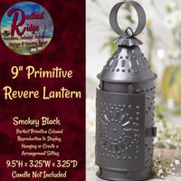 Primitive Colonial Paul Revere Black Punch Tin 9" Lantern