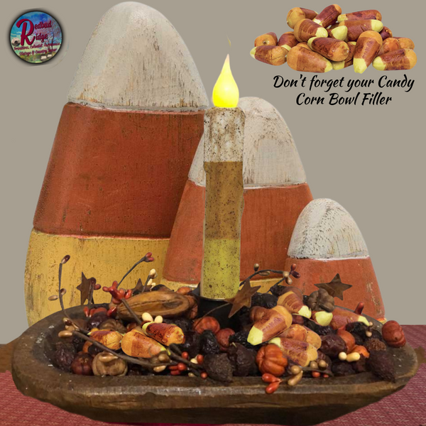 Candle Taper Grungy Candy Corn Timer 6"