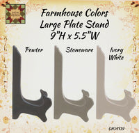 Plate Stands Large Assorted Colors Pewter, Stoneware, and Cream White