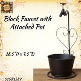 Black Faucet with Attached Pot 18.5"H