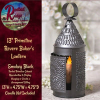 Primitive Colonial Paul Revere Baker's Smokey Black Punch Tin 13" Lantern