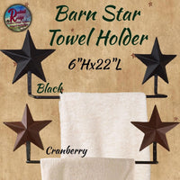 Double Barn Star Towel Holder Black or Cranberry