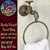 Primitive Rustic Country Farmhouse Faucet Spigot Iron Towel Ring