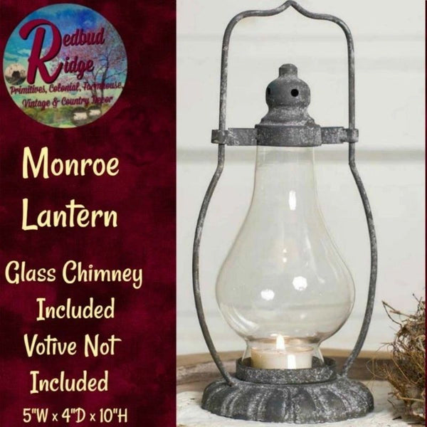 Lantern Primitive Monroe Including Glass Globe