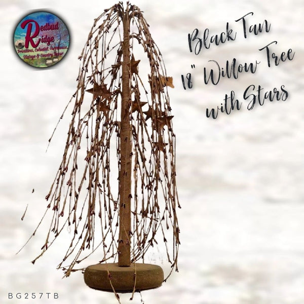 Willow Tree 18" Black & Tan Rice Pip Berry w/Rusty Stars