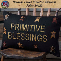 Heritage Farms Primitive Blessings Pillow with Stars 14x22