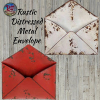 Rustic Distressed Metal Envelope Red or White