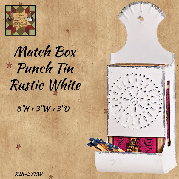 Match Box Punch Tin Rustic White