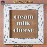 Distressed White Olde Advertising Dairy Window Cream Milk Cheese