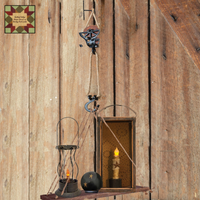 Wooden Wheel Pulley with Hook and Jute Rope