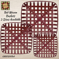 Red Square Woven Tobacco Basket 3 Sizes Choice