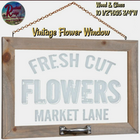 Wood Vintage Fresh Cut Flowers Window
